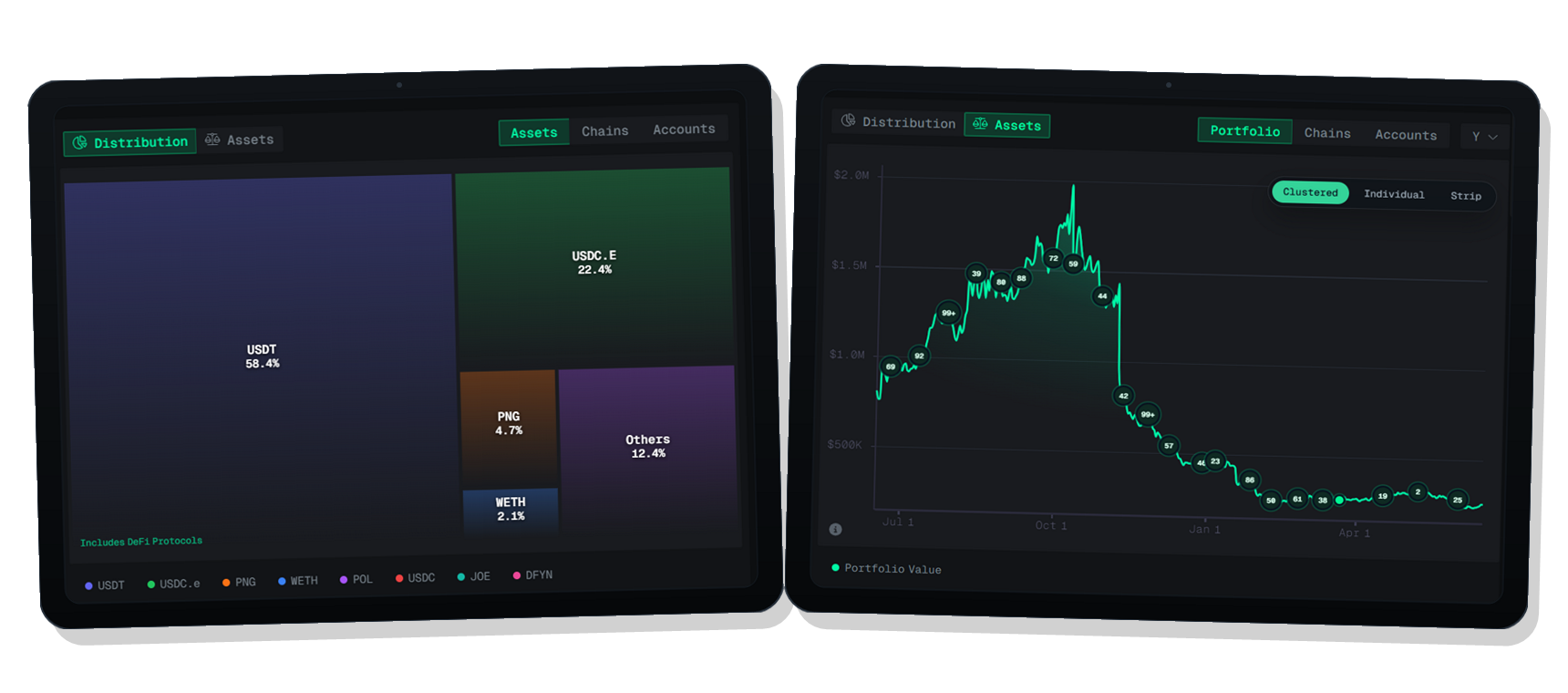 Raster asset distribution and treemap interface displayed on an iPad.