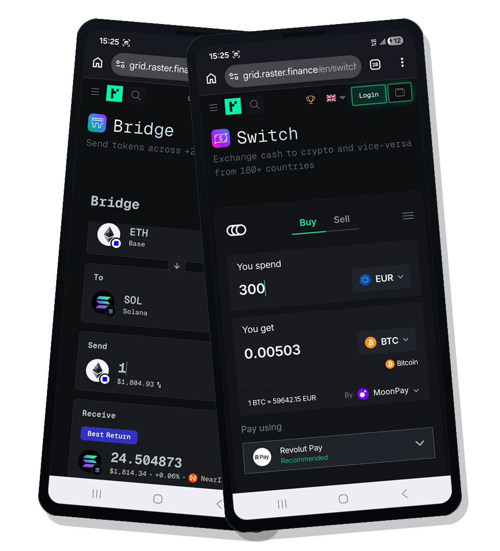 Raster mobile swap, bridge, and switch interface.